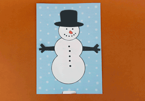 Cartão animado com boneco de neve