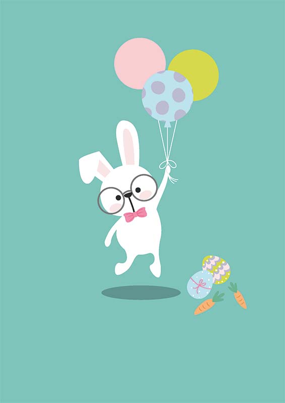 Hase mit Luftballons