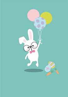 Hase mit Luftballons