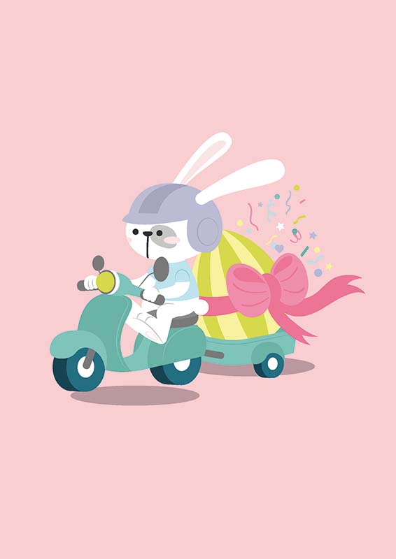 Easter Bunny on a Motorbike