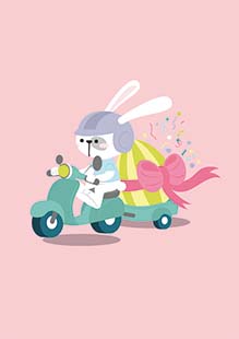 Easter Bunny on a Motorbike
