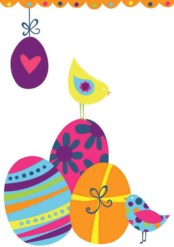 复活节彩蛋和彩色小鸡