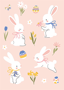 Printable Card & Invitation for Free - Happy Easter bunnies | Brother Creative Center