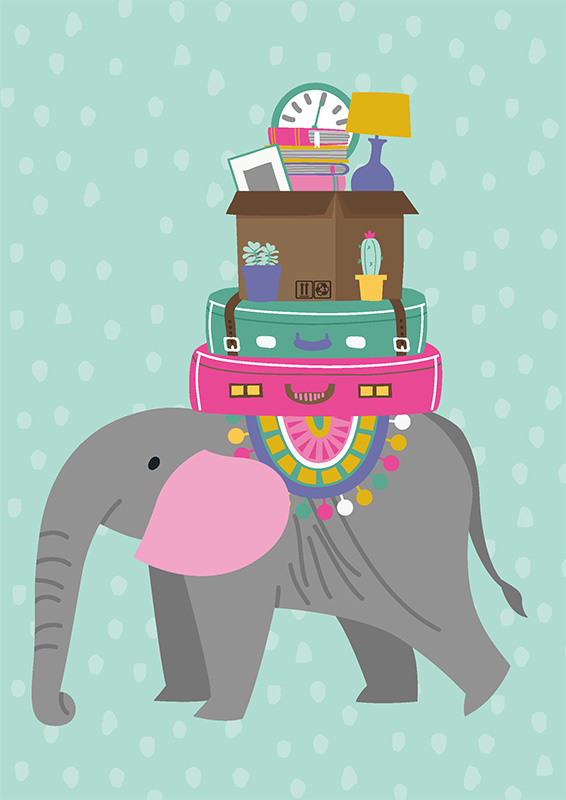 Afdrukbare Kaarten en uitnodigingen gratis - Reizende olifant | Brother Creative Center