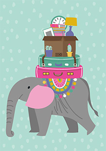 Tarjetas e invitaciones imprimible gratis - Elefante viajero | Brother Creative Center