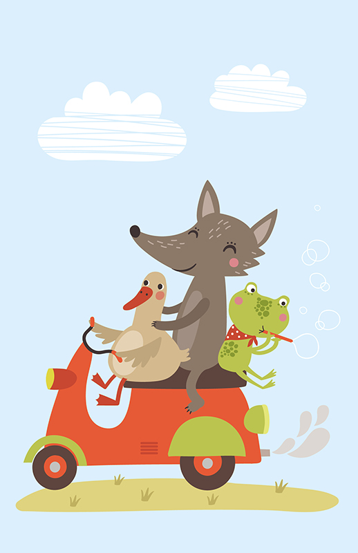 Animals on Scooter