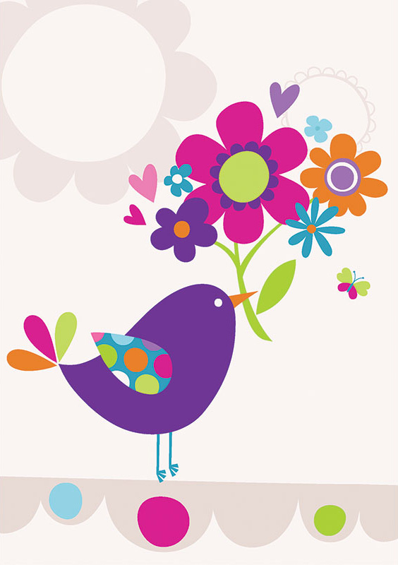 Bird with Flowers