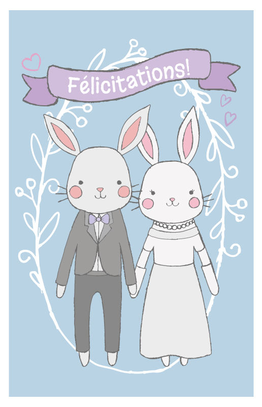 Cartes et invitations imprimable gratuitement - Lapins amoureux | Brother Creative Center