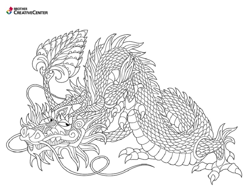 Kostenlose Ausmalbild zum Ausdrucken - Drachen | Brother Creative Center