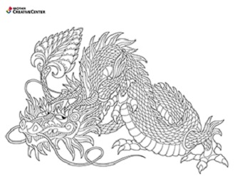 Free Printable Coloring Page Template - Dragon | Brother Creative Center