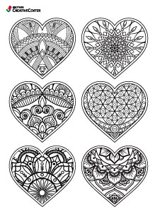 Printable Colouring Page for Free - Heart Shapes | Brother Creative Center