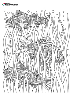Free Printable Coloring Page Template - School of Fish | Brother Creative Center