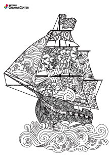 Free Printable Coloring Page Template - Ship | Brother Creative Center