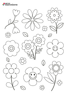Free Printable Coloring Page Template - Flowery Trio | Brother Creative Center