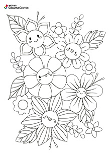Páginas para colorear imprimibles gratis - Regar las flores | Brother Creative Center