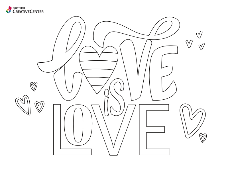 Pages de coloriage imprimables gratuitement - L'amour c'est l'amour | Brother Creative Center