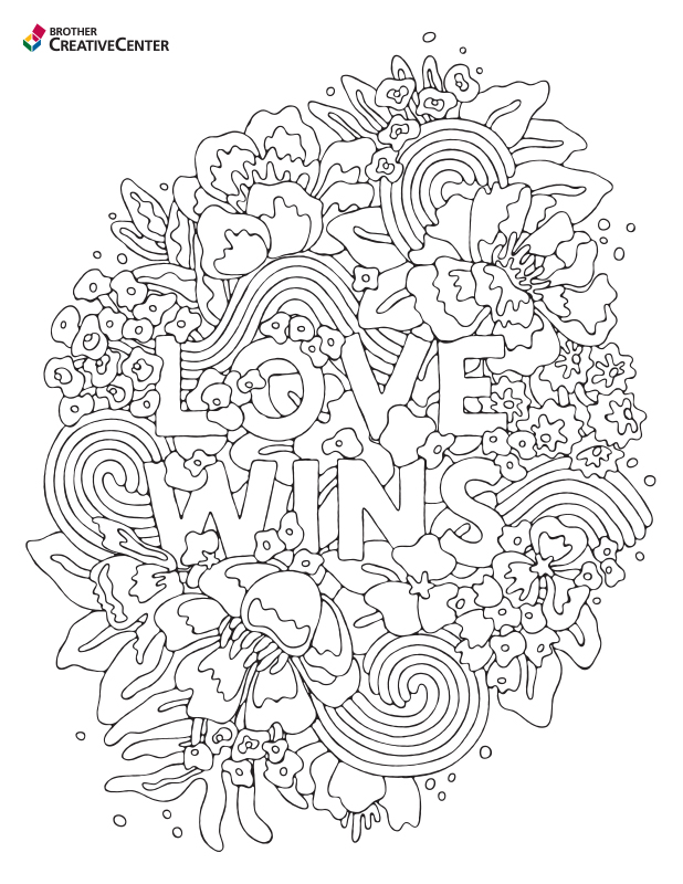 Pages de coloriage imprimables gratuitement - L'amour gagne toujours - coloriage | Brother Creative Center