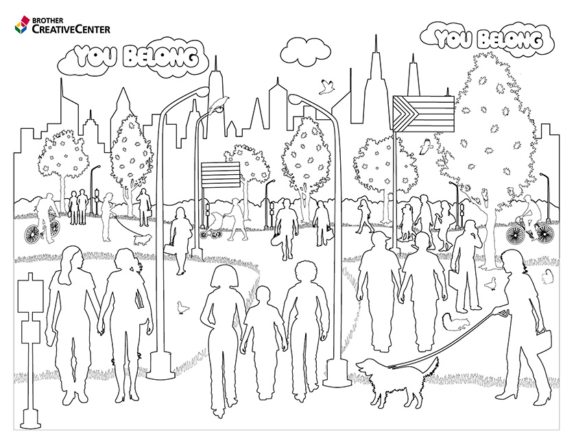 Free Printable Coloring Page Template - You Belong | Brother Creative Center