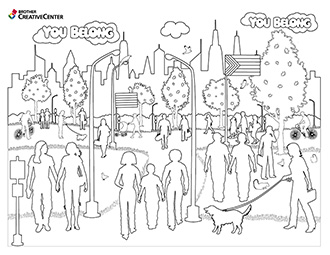 Free Printable Coloring Page Template - You Belong | Brother Creative Center