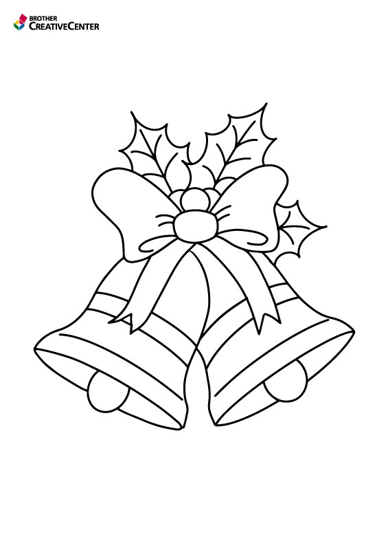 Free Printable Coloring Page Template - Christmas bells | Brother Creative Center