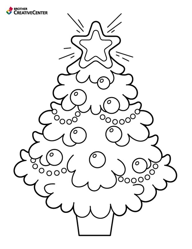 Pages de coloriage imprimables gratuitement - Sapin de Noël | Brother Creative Center