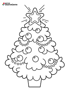 Free Printable Coloring Page Template - Christmas tree | Brother Creative Center