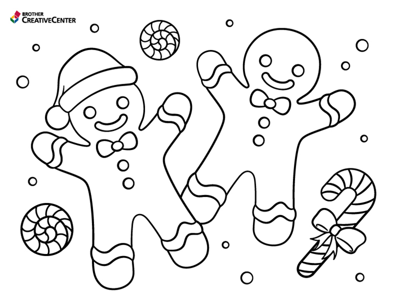 Free Printable Coloring Page Template - Gingerbread friends | Brother Creative Center