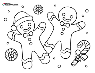 Free Printable Coloring Page Template - Gingerbread friends | Brother Creative Center