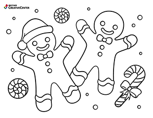 Printable Colouring Page for Free - Gingerbread friends | Brother Creative Center