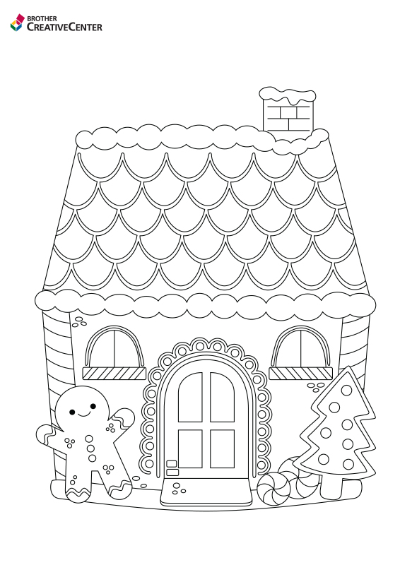 Maison de pain d'épice Page de coloriage