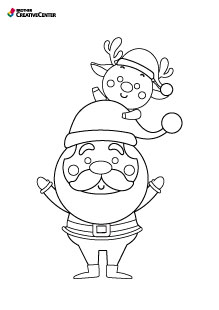 Pagine da colorare stampabile gratuitamente - Babbo Natale e le sue renne | Brother Creative Center