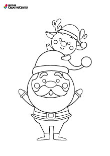 Pages de coloriage imprimable gratuitement - Père Noël et ses rennes | Brother Creative Center