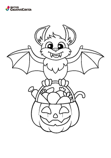 Printable Colouring Page for Free - Bat and Pumpkin | Brother Creative Center