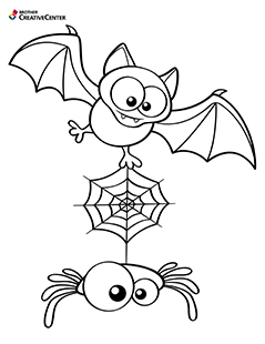 Halloween Bat and Spider Colouring