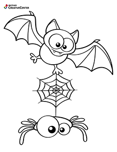 Coloriage chauve-souris et araignée d'Halloween