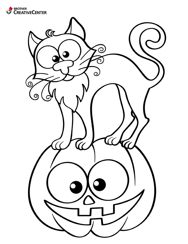 Halloween Katze und Kürbis Färbung