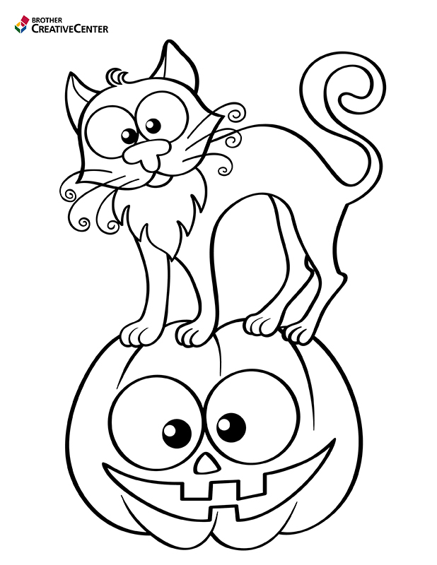 Halloween Cat and Pumpkin Coloring