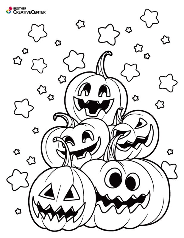 Pagine da colorare gratuiti da stampare - Zucche di Halloween | Brother Creative Center