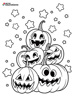 Free Printable Coloring Page Template - Halloween Jack-o'-lanterns | Brother Creative Center