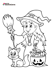 Páginas para colorear imprimibles gratuitas - Bruja de Halloween | Brother Creative Center