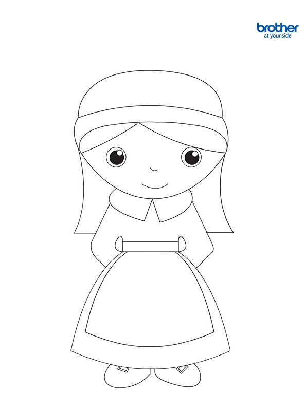 Free Printable Girl Pilgrim Coloring | Creative Center