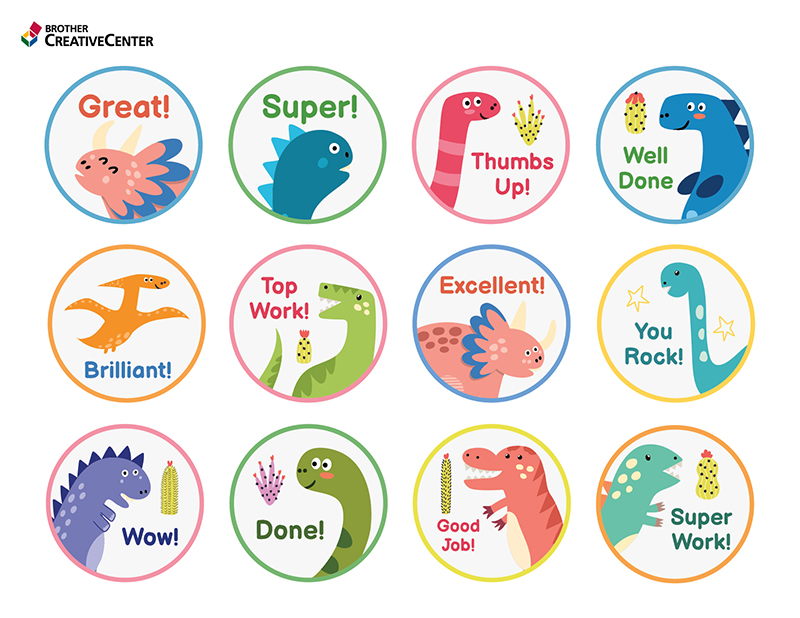 Free Printable Educational Activity  - Dinosaur Motivational Cut Outs | Brother Creative Center