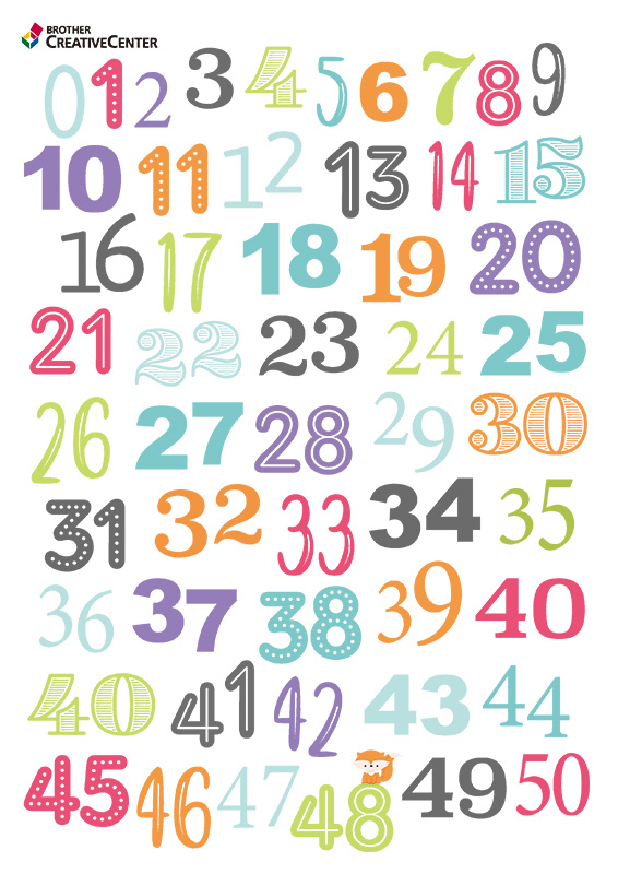 Activités pédagogiques imprimables gratuitement - Affiche numérique - Zéro à cinquante | Brother Creative Center