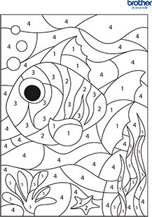 Coloriage poisson tropical par numéro