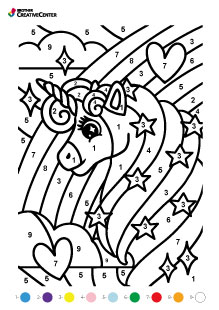 Free Printable Educational Activity - Colour by Numbers – Unicorn | Brother Creative Center