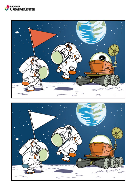 Free Printable Educational Activity - Spot the difference - space | Brother Creative Center