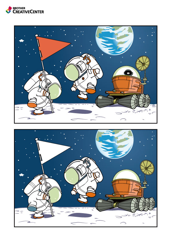 Printable Learning Activity for Free - Spot the Difference - Space | Brother Creative Center