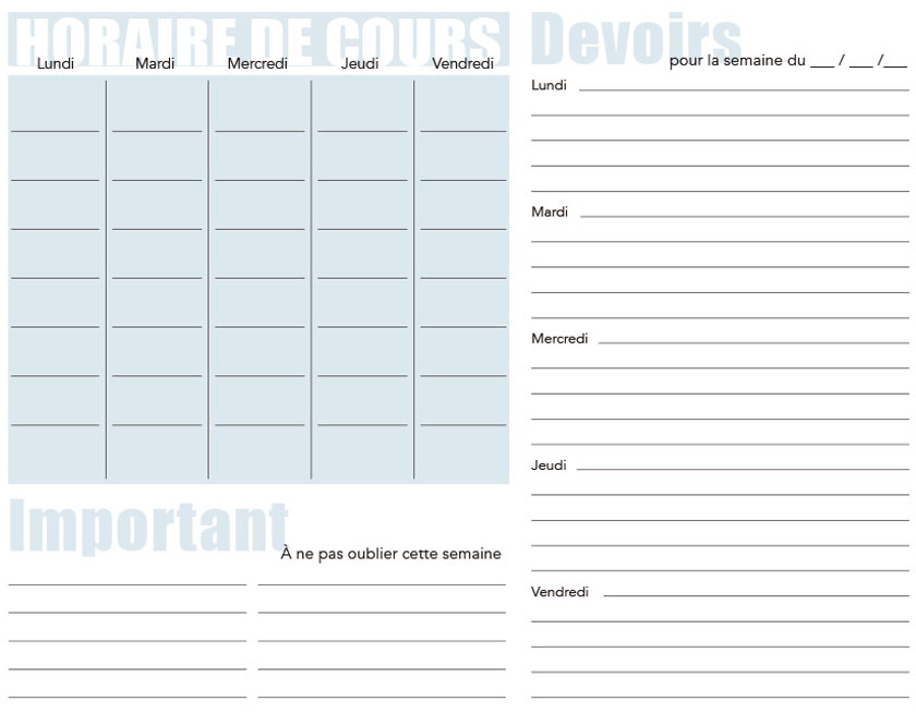 Agenda pour étudiants