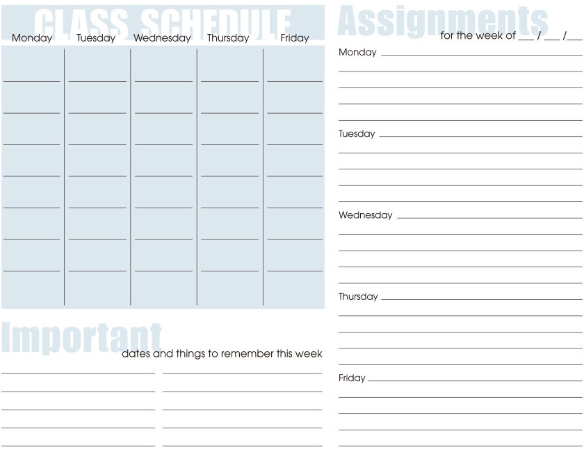 homework organizer graphic