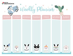 Printable Organisation Tool for Free - Llama weekly planner | Brother Creative Center